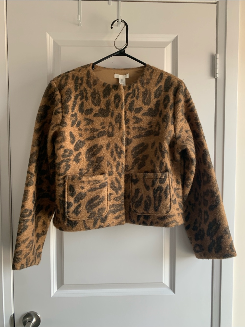 H&M Leopard Print Teddy Jacket in Brown and Black